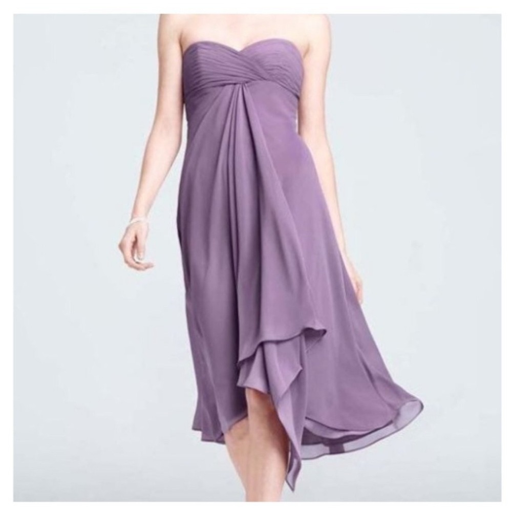 NWT- David's Bridal Strapless Chiffon Dress Size 8